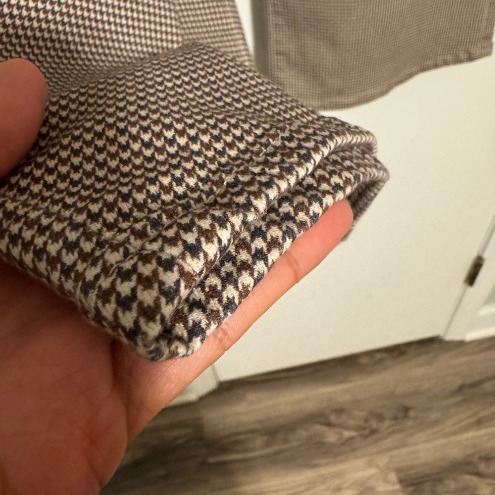 FRAME Le Slim Palazzo Pants Houndstooth Cream and Brown Size 32 - Picture 5 of 12